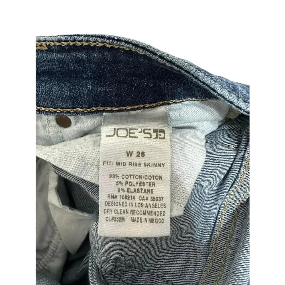 Joe's Jeans Women's Blue Mid-Rise Curvy‎ Skinny Denim Jeans Size 25